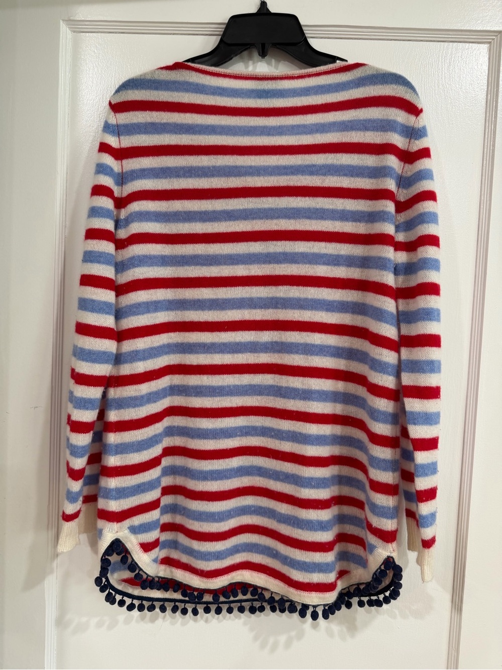 Two Bees Cashmere Striped Cashmere Sweater in Red, Blue & Cream L - Picture 9 of 9